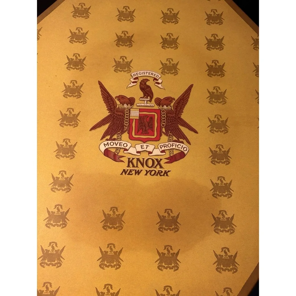 Vintage Knox NY Octagonal Hat Box Gold Crest Moveo et Proficio 1940's/50's AS IS